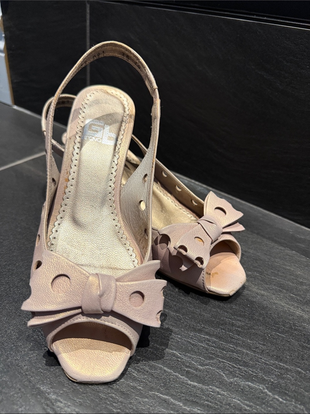 Blush Peep-Toe Bow Slingback Sandals